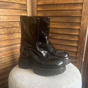 Glossy Black Platform Boots
